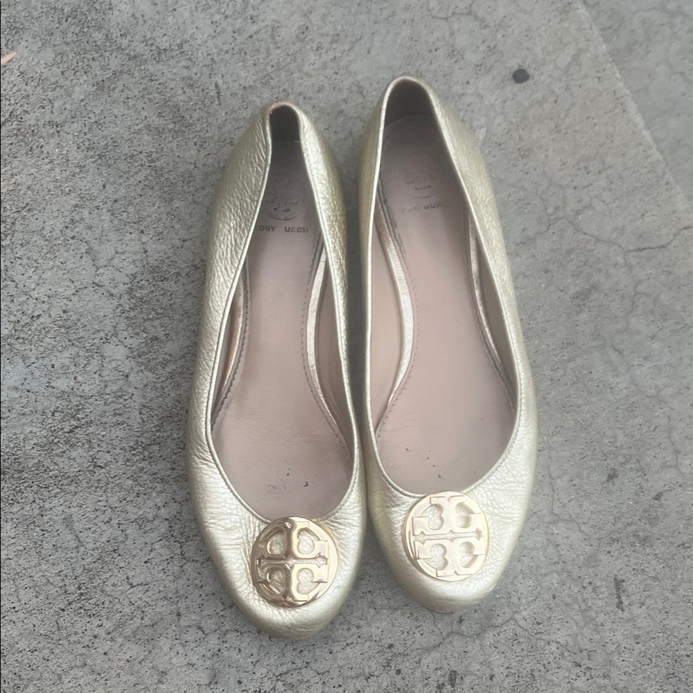 Tory Burch Metallic Gold Flats